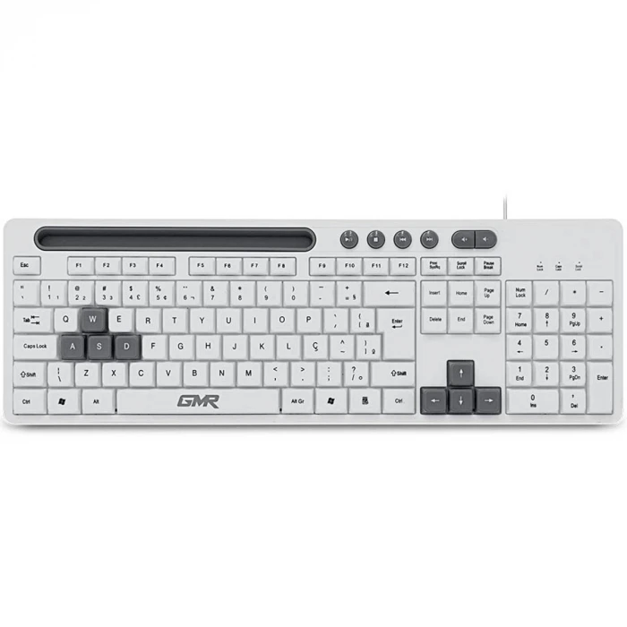 MULTIMIDIA GAMER USB KEYBOARD WITH SUPPORT FOR SMARTPHONE WHITE TC264