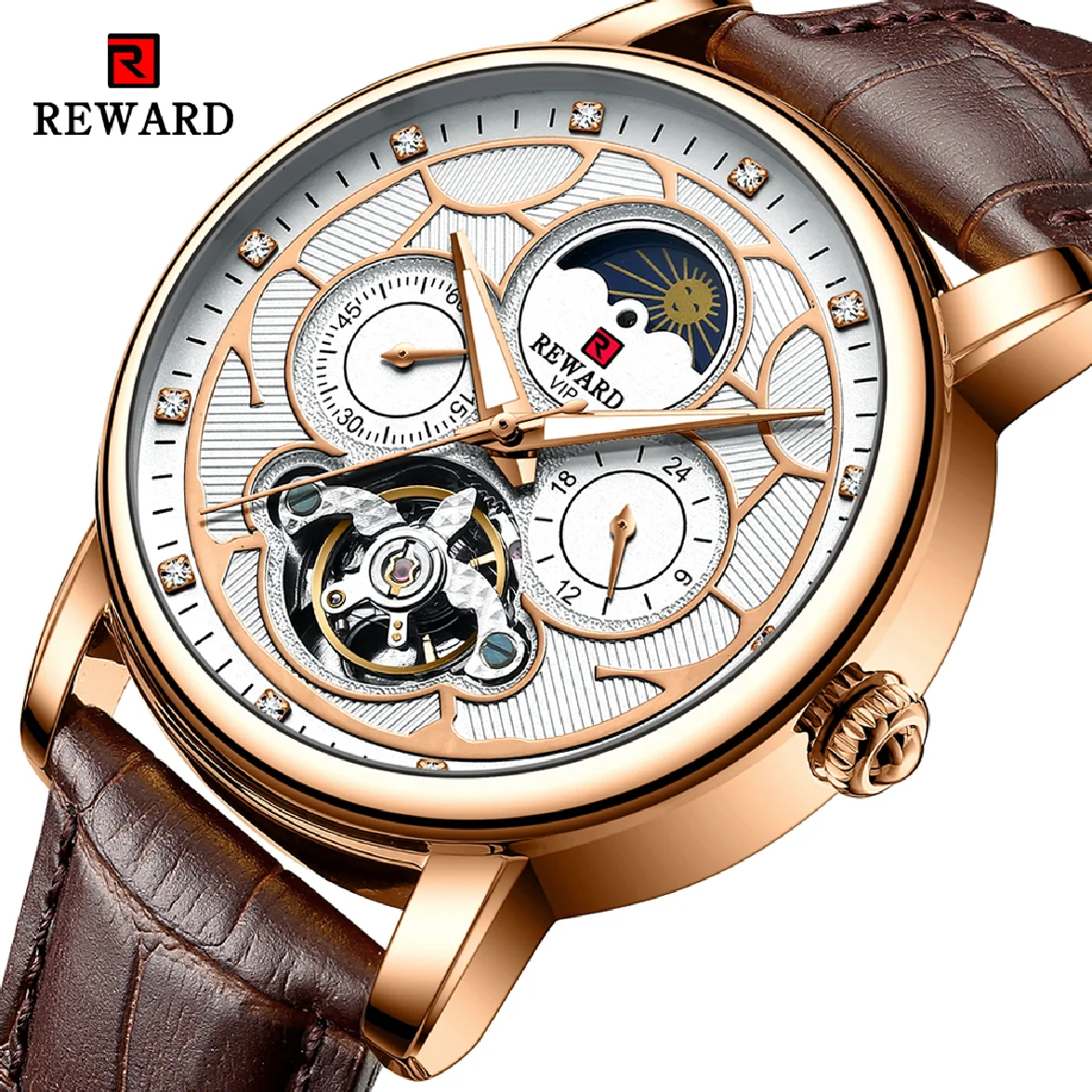 New REWARD Mens Watches Luxury Automatic Mechanical Watch Waterproof Men Leather Business Wristwatch With Box relogio masculino
New REWARD Mens Watches Luxury Automatic Mechanical Watch Waterproof Men Leather Business Wristwatch With Box relogio masculino