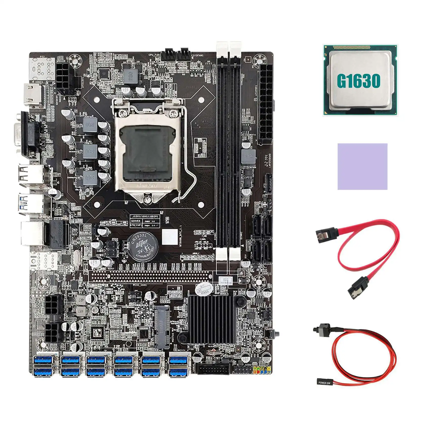 B75 ETH Mining Motherboard+G1630 CPU+Switch Cable+SATA Cable+Thermal Pad LGA1155 12 PCIE to USB DDR3 B75 USB Motherboard
B75 ETH Mining Motherboard+G1630 CPU+Switch Cable+SATA Cable+Thermal Pad LGA1155 12 PCIE to USB DDR3 B75 USB Motherboard