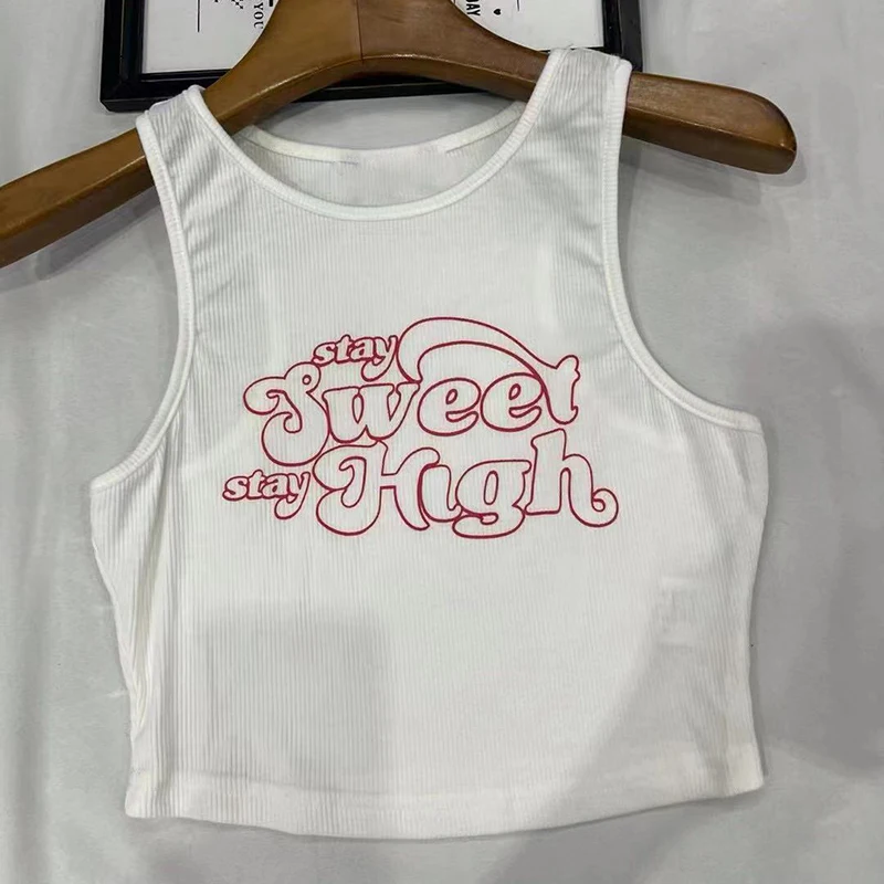 High Street Fashion Size Sleeveless Off Shoulder Short Cropped Navel Sexy Letters Vintage Print Women Clothing Vest Accessories
High Street Fashion Size Sleeveless Off Shoulder Short Cropped Navel Sexy Letters Vintage Print Women Clothing Vest Accessories