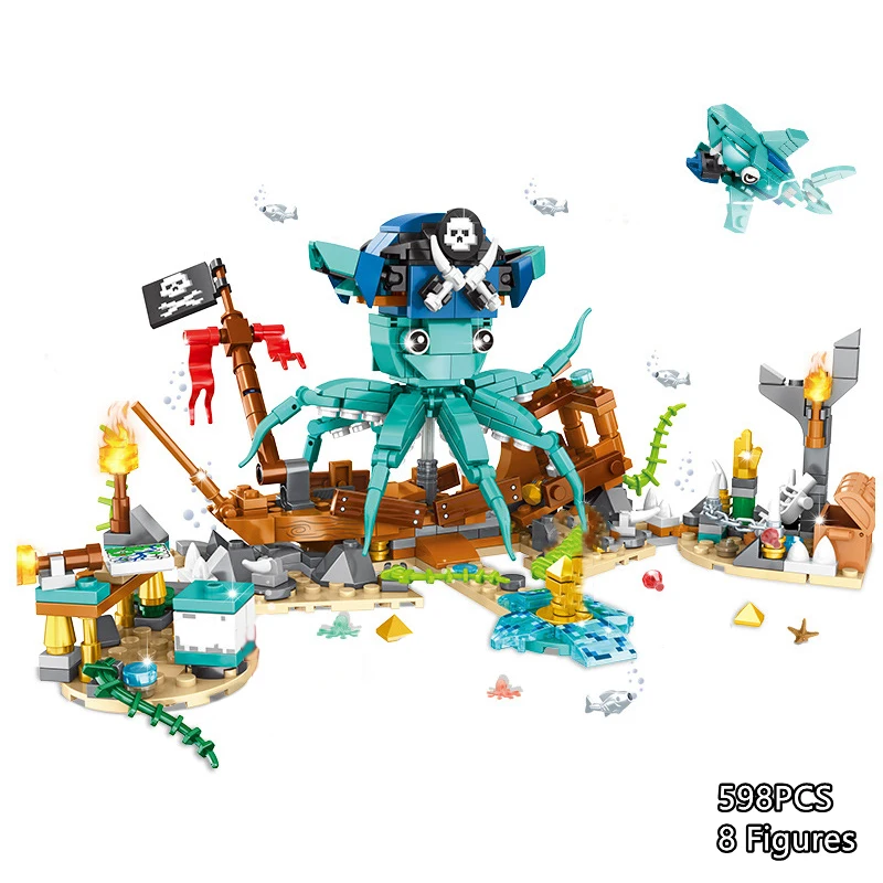 598PCS 1068 Sea World Octopus Zombie Building Blocks Bricks MyWorlds Village Ocean Model Figures Toys for Children Boys Gifts
598PCS 1068 Sea World Octopus Zombie Building Blocks Bricks MyWorlds Village Ocean Model Figures Toys for Children Boys Gifts