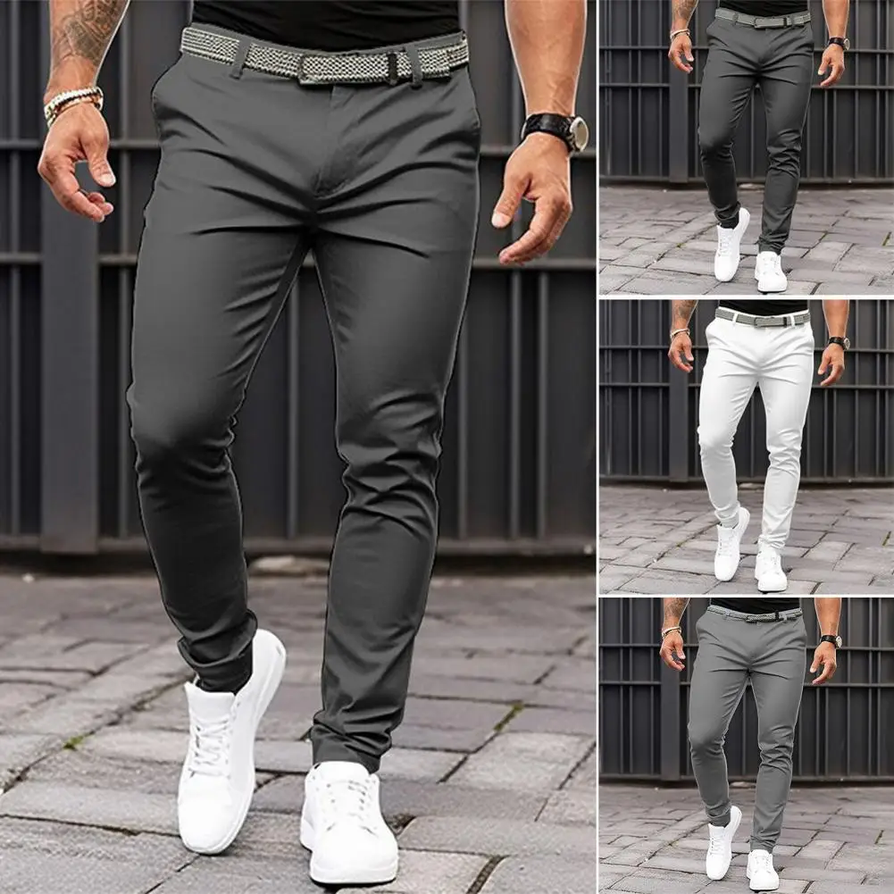 

Men Slim Fit Suit Pants Slim Fit Men's Business Office Trousers Mid-rise Zipper Fly Slant Pockets Fine Sewing Workwear for A