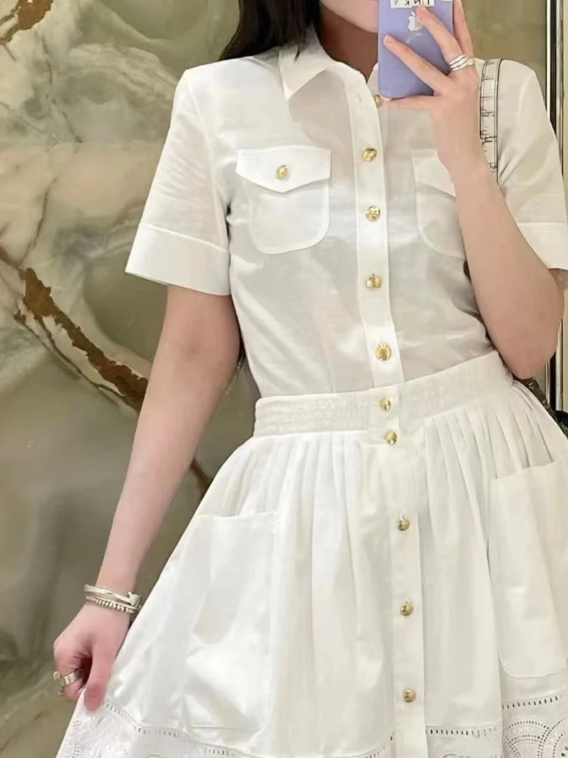 Skirt Sets Suit Women Matching Sets short sleeve White shirts female Tops Embroidery Skirt vintage summer autumn Two Pieces set
Skirt Sets Suit Women Matching Sets short sleeve White shirts female Tops Embroidery Skirt vintage summer autumn Two Pieces set