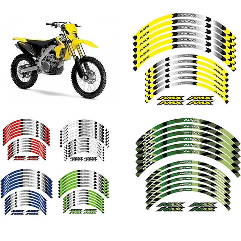 

21" 19" Wheel Hub Motorcycle Accessories Stickers Rim Decal Reflective Stripe Set For Suzuki RMZ450 RM Z450 RMZ 450 Z 2005-2020