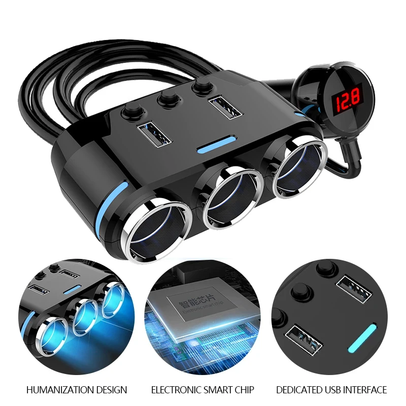 12V-24V Car Cigarette Lighter Socket Splitter Plug LED USB Phone Charger Adapter Voltage Car Cigarette Lighter Extension Cable
12V-24V Car Cigarette Lighter Socket Splitter Plug LED USB Phone Charger Adapter Voltage Car Cigarette Lighter Extension Cable