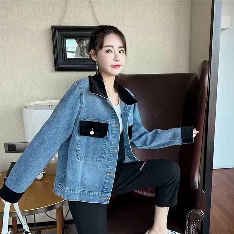 2022 Live Shot Autumn New Vintage Splicing Denim Jacket Women's Design Casual Free Shipping
2022 Live Shot Autumn New Vintage Splicing Denim Jacket Women's Design Casual Free Shipping