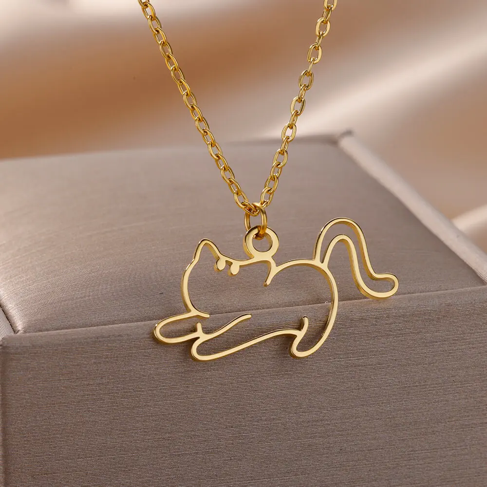 Hollow Cat Pendant Necklace For Women Girls Gold Plated Stainless Steel Chain Animal Necklacs Cute Children's Aesthetic Jewerly
Hollow Cat Pendant Necklace For Women Girls Gold Plated Stainless Steel Chain Animal Necklacs Cute Children's Aesthetic Jewerly