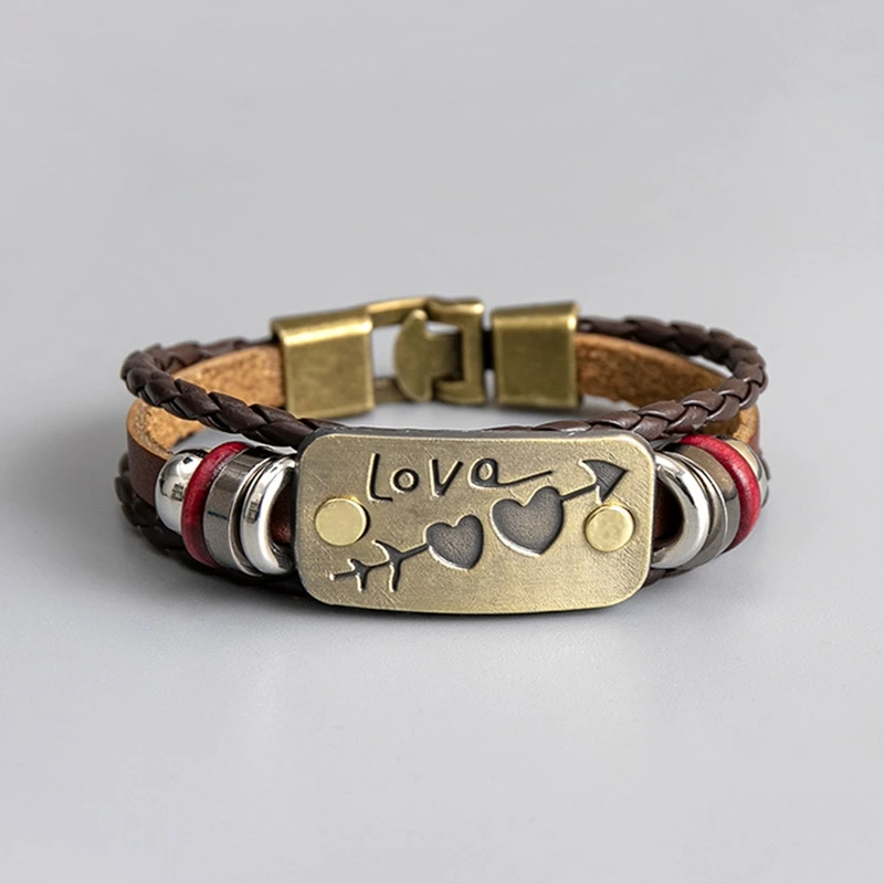 Lovers' Multi-layer Leather Woven Bracelet For Women Men Vintage Punk Style Arrow Through The Heart Bracelet Femme Jewelry Gift
Lovers' Multi-layer Leather Woven Bracelet For Women Men Vintage Punk Style Arrow Through The Heart Bracelet Femme Jewelry Gift
