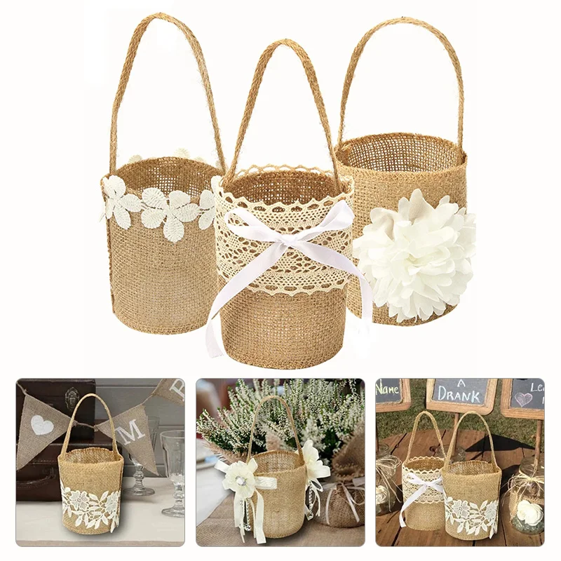 Wedding Lace Burlap Flower Basket Linen Ceremony Banquet Table Decoration Baby Shower Party Candy Gift Bags Wedding Favours
Wedding Lace Burlap Flower Basket Linen Ceremony Banquet Table Decoration Baby Shower Party Candy Gift Bags Wedding Favours