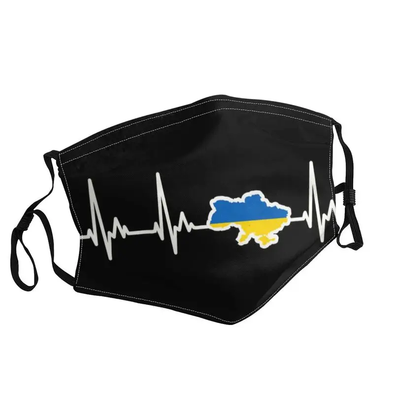 

Heartbeat Ukraine Flag Map Mask Anti Dust Reusable Ukrainian Patriotic Face Mask Protection Cover Men Respirator Mouth Muffle