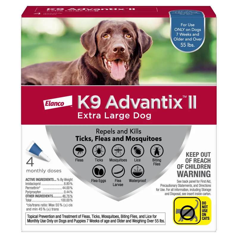 

K9 Advantix II Flea & Tick Treatment for Extra Large Dogs, 4-Pack