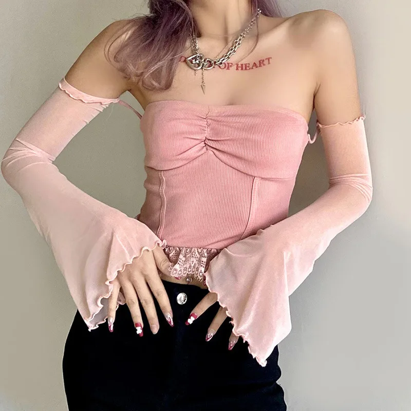 Sexy Off Shoulder T-shirt Fashion Girls 2021 Spring Long Sleeve Boob Tube Top Western Style Tight Solid Low Cut Crop Top Lace
Sexy Off Shoulder T-shirt Fashion Girls 2021 Spring Long Sleeve Boob Tube Top Western Style Tight Solid Low Cut Crop Top Lace
