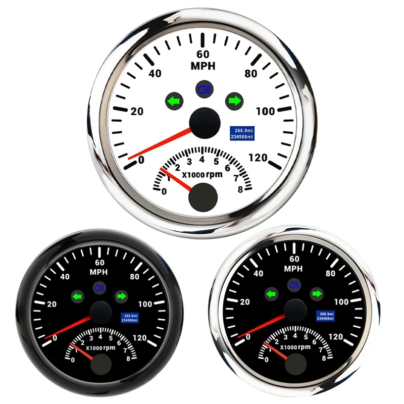 2 in 1 85MM Marine GPS Tachometer 0-120 MPH Speedometer 0-8000 RPM with Red Backlight for Marine Trucks
2 in 1 85MM Marine GPS Tachometer 0-120 MPH Speedometer 0-8000 RPM with Red Backlight for Marine Trucks