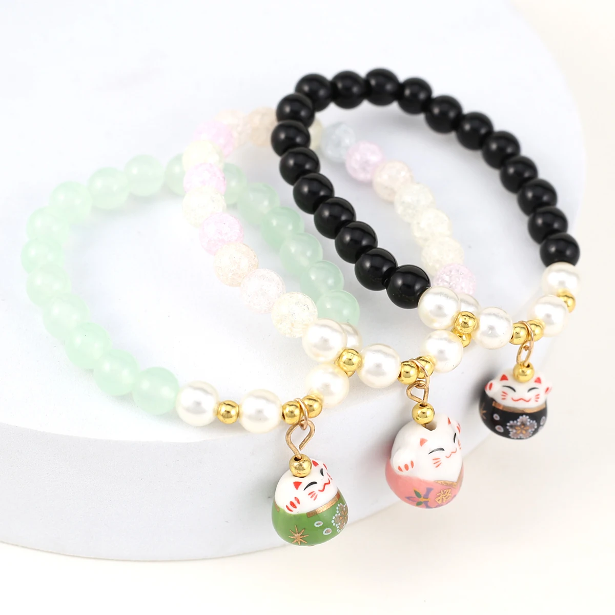 4 Kinds Colorful Stone Obsidian Lucky Fortune Cat Shaped Cute Pendant Bracelet Length 18cm Elastic Thread, Bead Size 8mm
4 Kinds Colorful Stone Obsidian Lucky Fortune Cat Shaped Cute Pendant Bracelet Length 18cm Elastic Thread, Bead Size 8mm