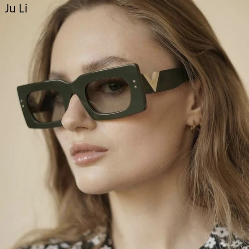 

Ju Li Rectangle Sunglasses for Women Trendy Retro White Square Big Frame Sun Glasses Woman Luxury Brand Vintage Eyewear UV400