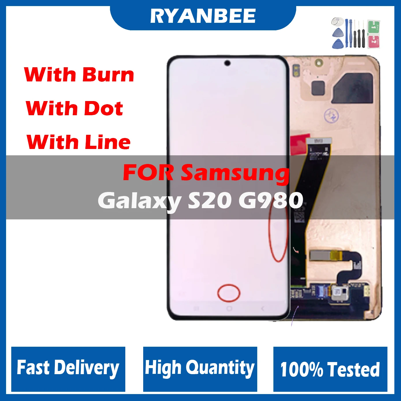 ЖК-дисплей AMOLED для Samsung Galaxy S20, ЖК-дисплей G980, G980F, G980F/DS, G981, сенсорный экран с дигитайзером в сборе с точками и инструментом
ЖК-дисплей AMOLED для Samsung Galaxy S20, ЖК-дисплей G980, G980F, G980F/DS, G981, сенсорный экран с дигитайзером в сборе с точками и инструментом