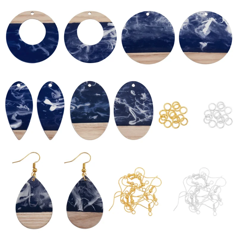 1Box Mixed Shape Two Tone Resin Wood Pendants Brass Hooks Jump Rings Kits for DIY Charm Earrings Jewelry Making Crafts Supplies 
1Box Mixed Shape Two Tone Resin Wood Pendants Brass Hooks Jump Rings Kits for DIY Charm Earrings Jewelry Making Crafts Supplies