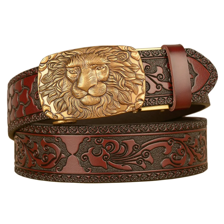Men Genuine Leather Belt Luxury Brand Gold Lion Pattern Metal Automatic Buckle Cowhide Belts For Men Jeans Male Strap Fashion
Men Genuine Leather Belt Luxury Brand Gold Lion Pattern Metal Automatic Buckle Cowhide Belts For Men Jeans Male Strap Fashion