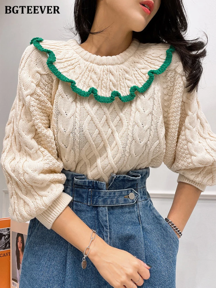 BGTEEVER Casual Ruffles O-neck Knitted Sweaters Women Autumn Winter Elegant Long Sleeve Loose Female Pullovers Jumpers
BGTEEVER Casual Ruffles O-neck Knitted Sweaters Women Autumn Winter Elegant Long Sleeve Loose Female Pullovers Jumpers