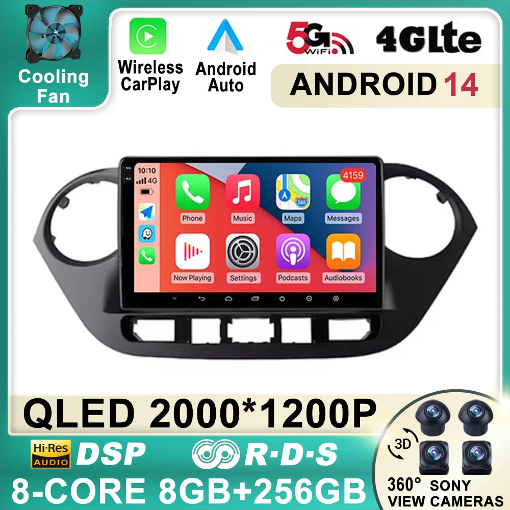 Автомобильный радиоприемник для Hyundai Grand I10 2013-2018 мультимедийный плеер с GPS Android 14