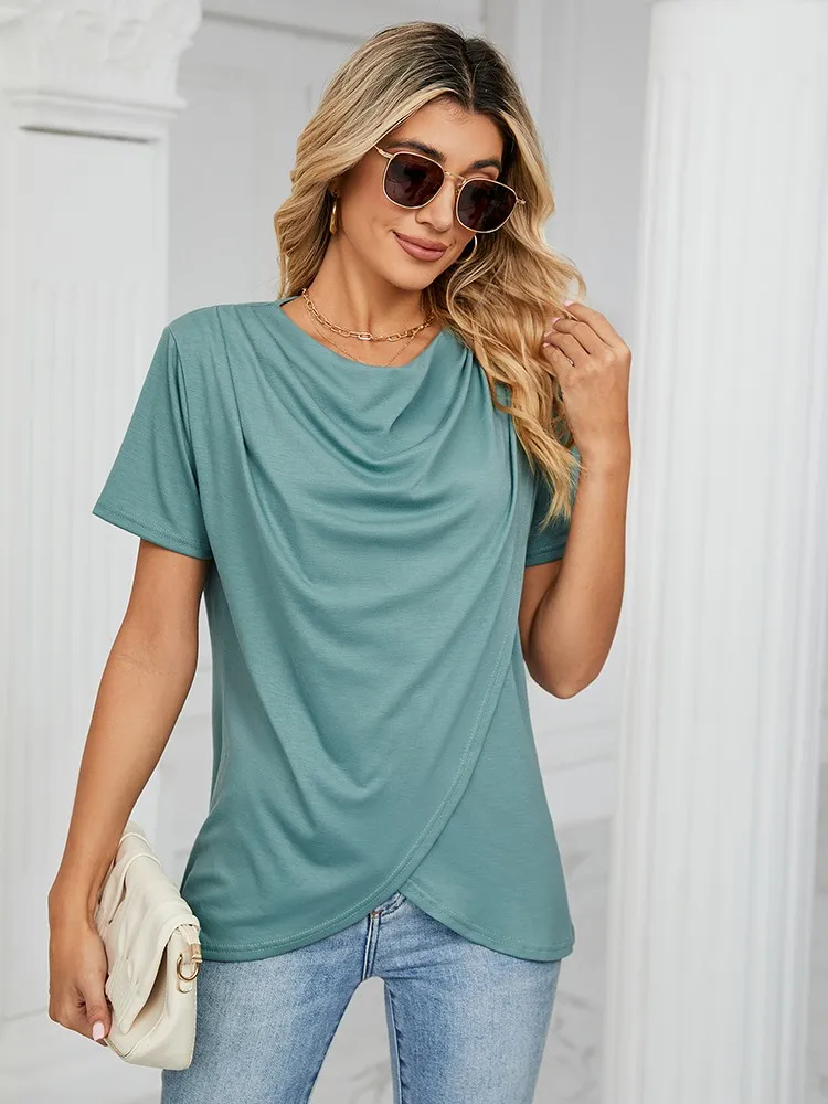 Summer T Shirts For Women 2023 New Fashion Crew Neck Short Sleeve Elegant Pullover Tops Female Plus Size Casual Tee Shirt
Summer T Shirts For Women 2023 New Fashion Crew Neck Short Sleeve Elegant Pullover Tops Female Plus Size Casual Tee Shirt