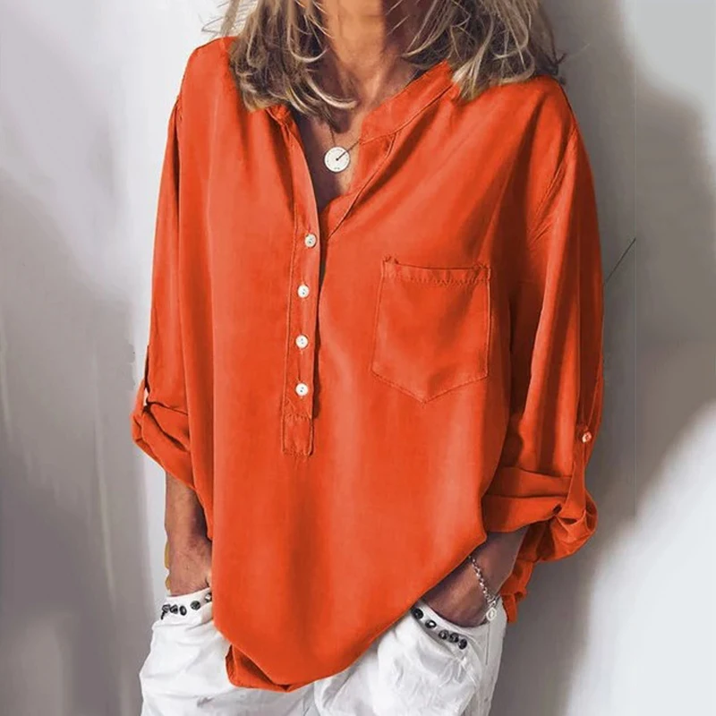 2022 Plus Size S-3XL Summer New Fashion Shirts for Women Single Breasted Pockets V-neck Long Sleeve Blouses Woman Tshirts
2022 Plus Size S-3XL Summer New Fashion Shirts for Women Single Breasted Pockets V-neck Long Sleeve Blouses Woman Tshirts