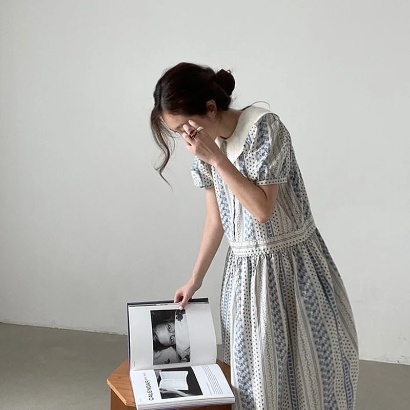 Puff Sleeve Dress Sweet Women Collar Lace Spliced Contrast Color Print 2022 Summer Pink Stripes Loose Robe Traf Kleid Vestidos
Puff Sleeve Dress Sweet Women Collar Lace Spliced Contrast Color Print 2022 Summer Pink Stripes Loose Robe Traf Kleid Vestidos