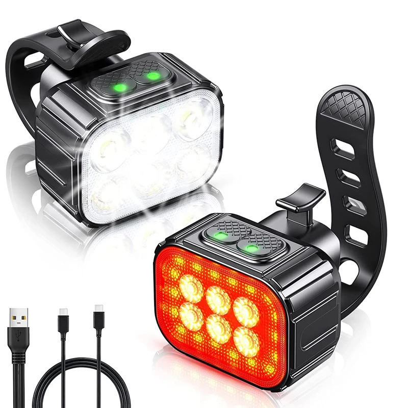 

Велосипедный светодиодный фонарь, перезаряжаемый через USB, передний и задний фонарь, супер яркий свет для ночной езды