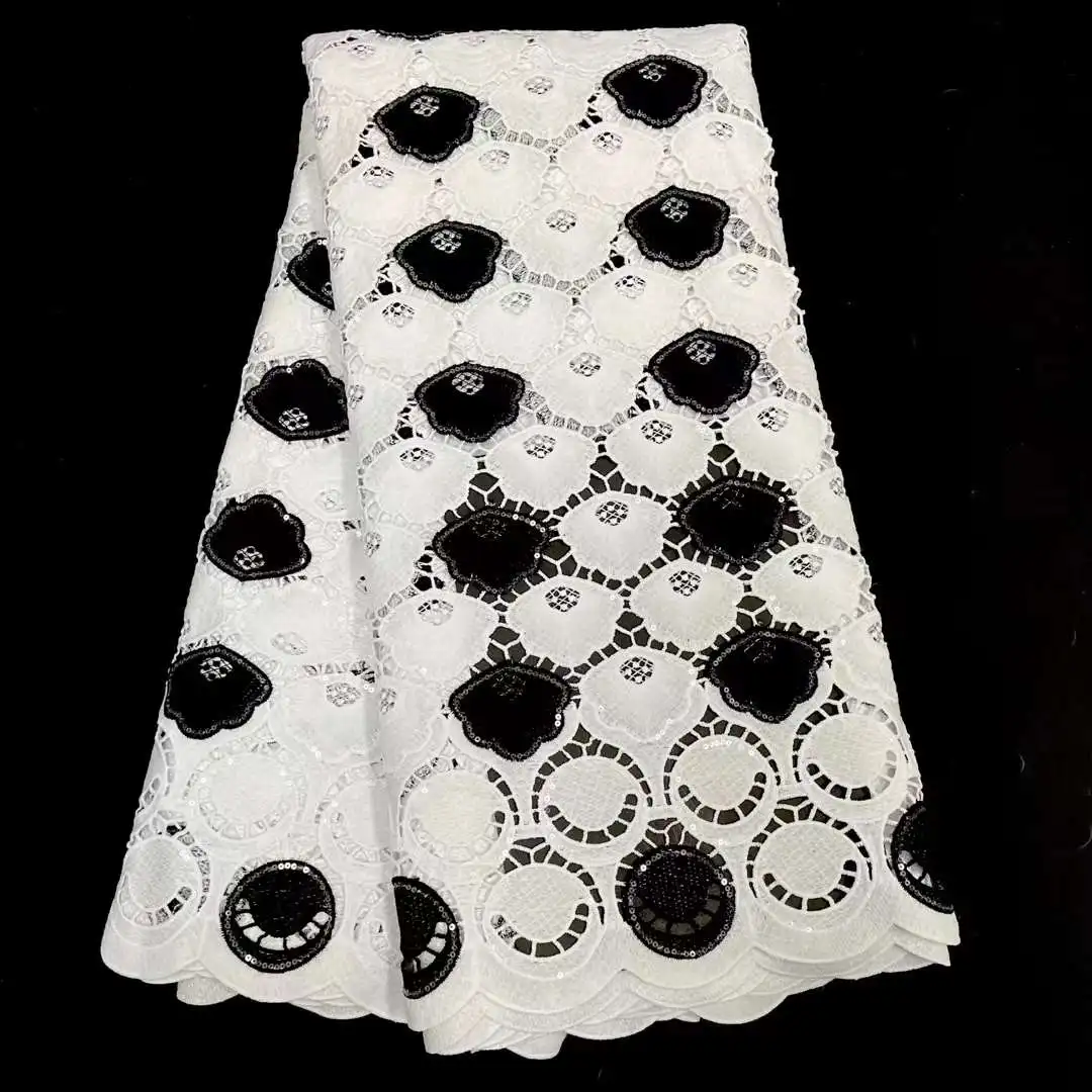 French New Arrival Black And White Milk Silk Lace African High Quality Sequins 5 Yards Mesh Lace Swiss For Wedding Party Dress
French New Arrival Black And White Milk Silk Lace African High Quality Sequins 5 Yards Mesh Lace Swiss For Wedding Party Dress