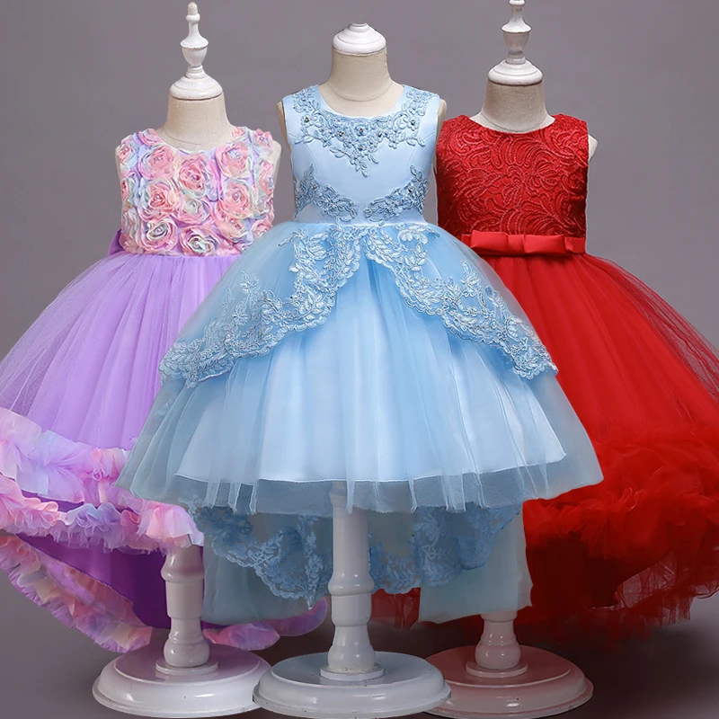 New Year Flower Long Trailing Girls dress Summer Wedding Lace Mesh Ball Gown Party Princess Dress Children Kids Clothes
New Year Flower Long Trailing Girls dress Summer Wedding Lace Mesh Ball Gown Party Princess Dress Children Kids Clothes
