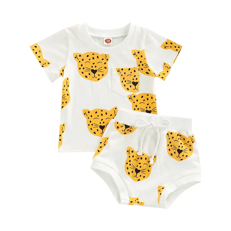 0-24M Baby Girl Boy 2PCS Pants Suit Cute Leopard Head Short Sleeve O-Neck T-Shirt Straps Triangle Short Pants Tracksuit Children
0-24M Baby Girl Boy 2PCS Pants Suit Cute Leopard Head Short Sleeve O-Neck T-Shirt Straps Triangle Short Pants Tracksuit Children