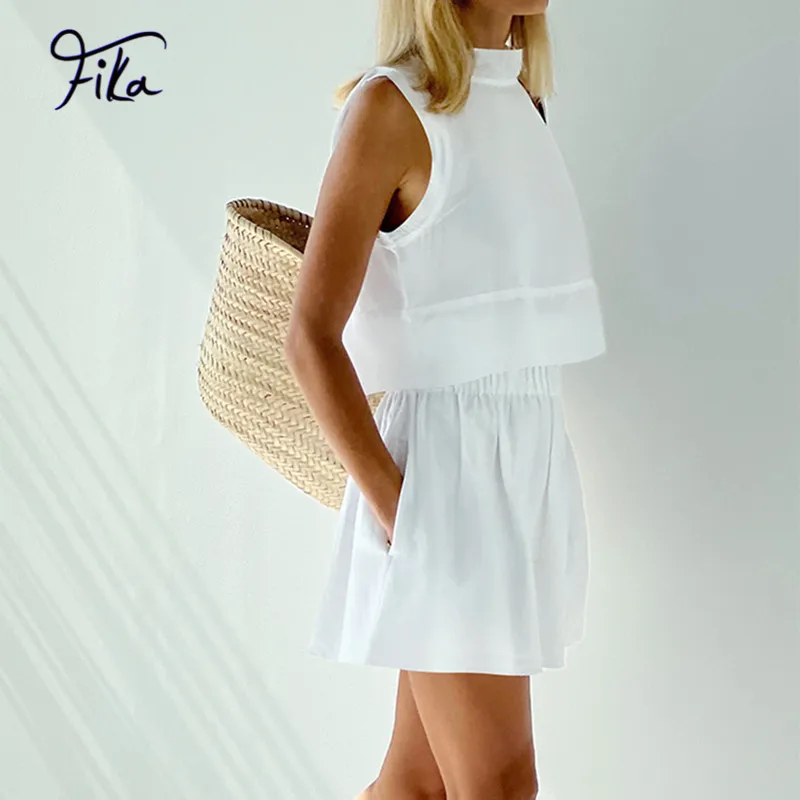 Cotton Linen Short Stand Collar Sleeveless Tops and Mini Skirt 2 Pieces Sets Women Summer Daily Wear White Y2k Casual Suits
Cotton Linen Short Stand Collar Sleeveless Tops and Mini Skirt 2 Pieces Sets Women Summer Daily Wear White Y2k Casual Suits