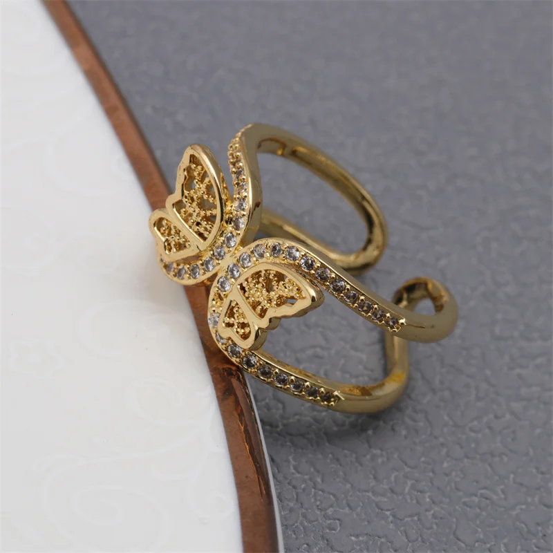 Wholesale Exquisite Gold Plated Cute Butterfly Ring Copper Inlaid Zircon Women Prom Party Open Rings Kpop 2022 Jewelry
Wholesale Exquisite Gold Plated Cute Butterfly Ring Copper Inlaid Zircon Women Prom Party Open Rings Kpop 2022 Jewelry