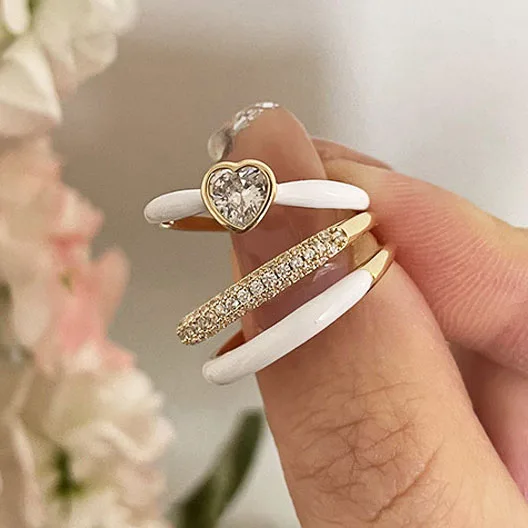 High Quality White Resin Double Layer Crystal Beads Gold Rings For Women Couple Love Heart Fashion Jewelry Gift
High Quality White Resin Double Layer Crystal Beads Gold Rings For Women Couple Love Heart Fashion Jewelry Gift