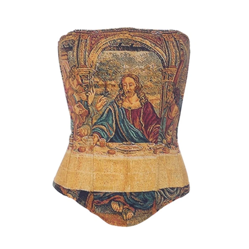 652F Bustier Crop Tops For Women Y2k Bustier Corset Top Strapless Tube Top Vintage Print Bandeau Tube Crop Top Waist Training
652F Bustier Crop Tops For Women Y2k Bustier Corset Top Strapless Tube Top Vintage Print Bandeau Tube Crop Top Waist Training