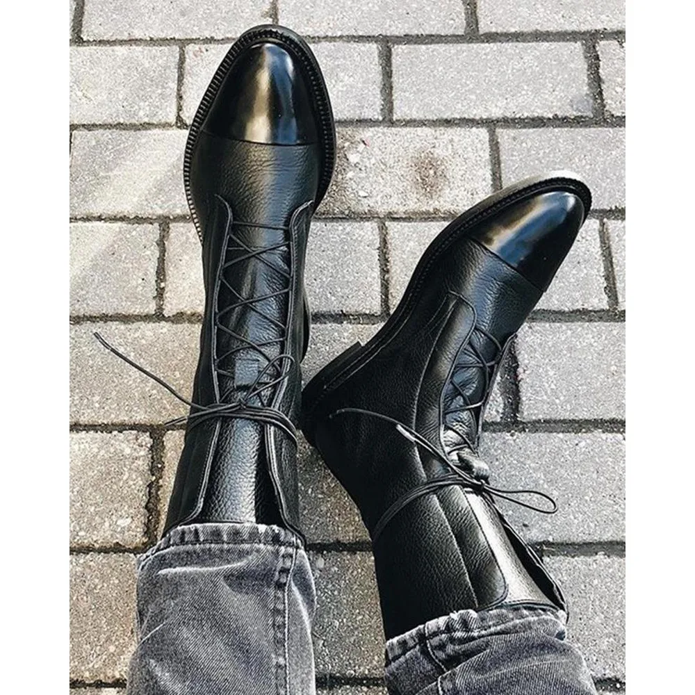 Shoes For Women 2021 Free Shipping Fashion Lace-up Female Knight Boots Lady Comfortable Flat Low Heel Round Head Leather Botas
Shoes For Women 2021 Free Shipping Fashion Lace-up Female Knight Boots Lady Comfortable Flat Low Heel Round Head Leather Botas