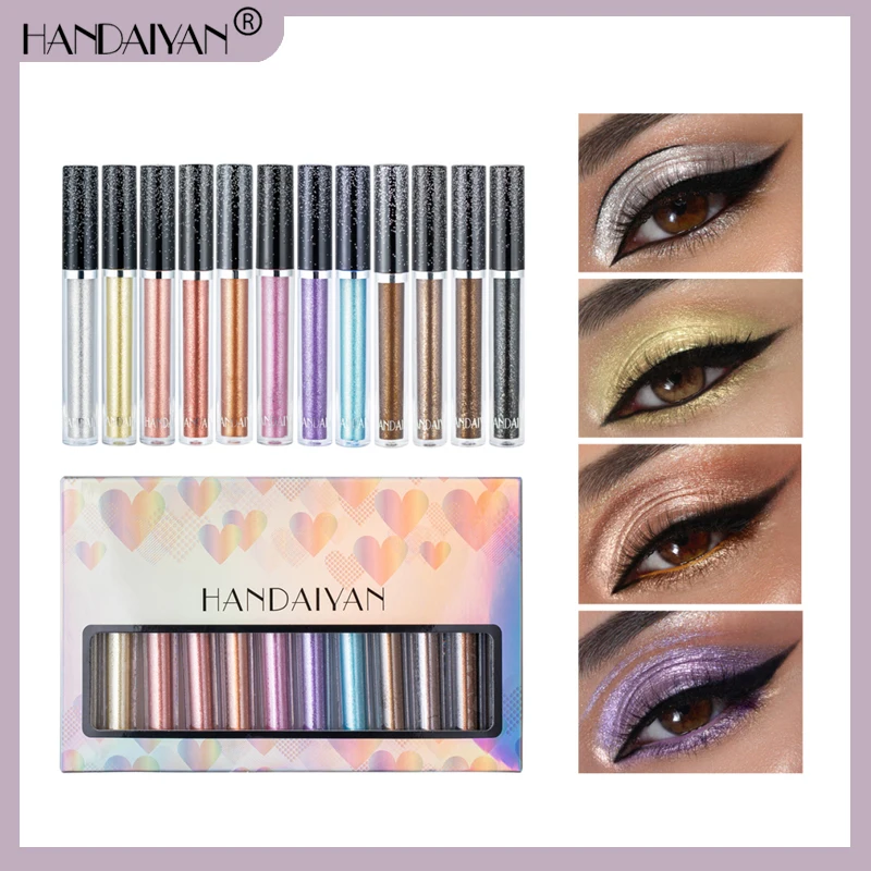 

HANDAIYAN Liquid Eyeshadow Metallic Shiny Eye Liner Lying Silkworm Pen Palette Lasting Shimmer Pigmented Eye Shadow Cosmetics