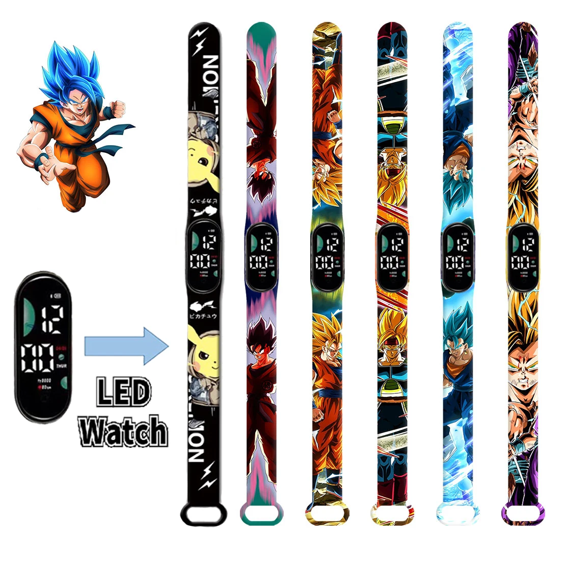 New Dragon Ball Son Goku children's watches cartoon pikachu LED touch waterproof electronic kids watch birthday gift
New Dragon Ball Son Goku children's watches cartoon pikachu LED touch waterproof electronic kids watch birthday gift
