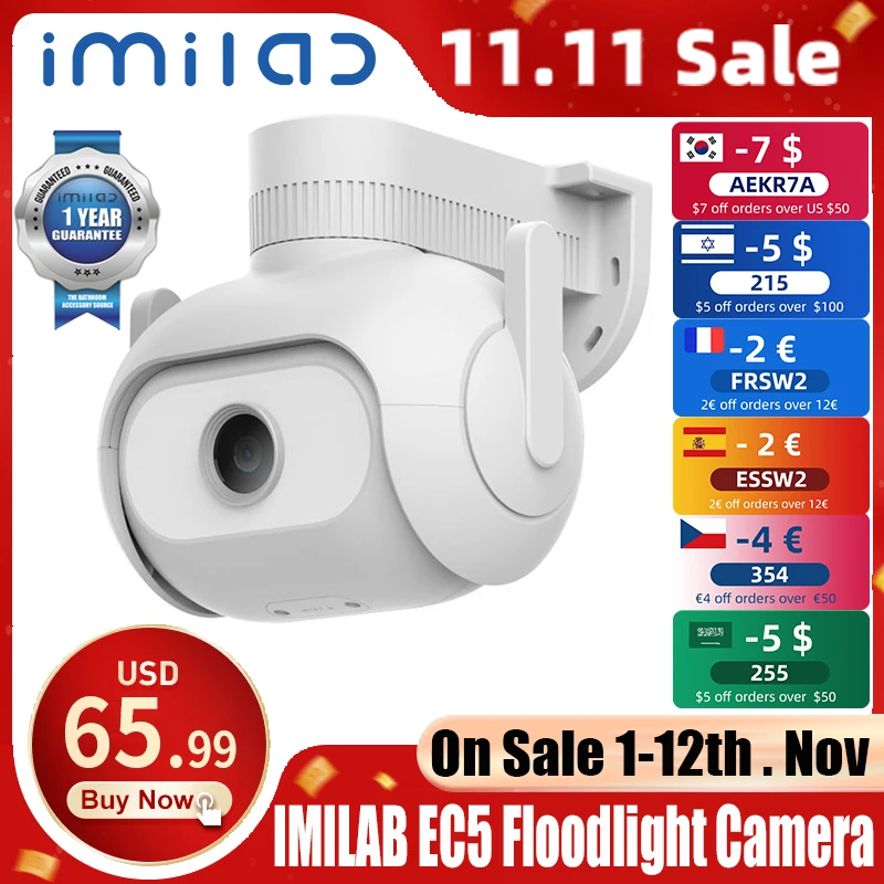 IMILAB EC5 Outdoor Wifi Camera Security IP 2K Video Surveillance Cam Floodlight Color Night Vision 360° Motion Dectection Webcam
IMILAB EC5 Outdoor Wifi Camera Security IP 2K Video Surveillance Cam Floodlight Color Night Vision 360° Motion Dectection Webcam