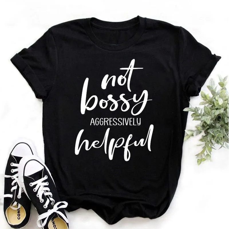 Funny Shirts With Letter Print Not Bossy Aggressively Helpful Cute Short Sleeves For Womens Female Regular Round Neck Tops
Funny Shirts With Letter Print Not Bossy Aggressively Helpful Cute Short Sleeves For Womens Female Regular Round Neck Tops