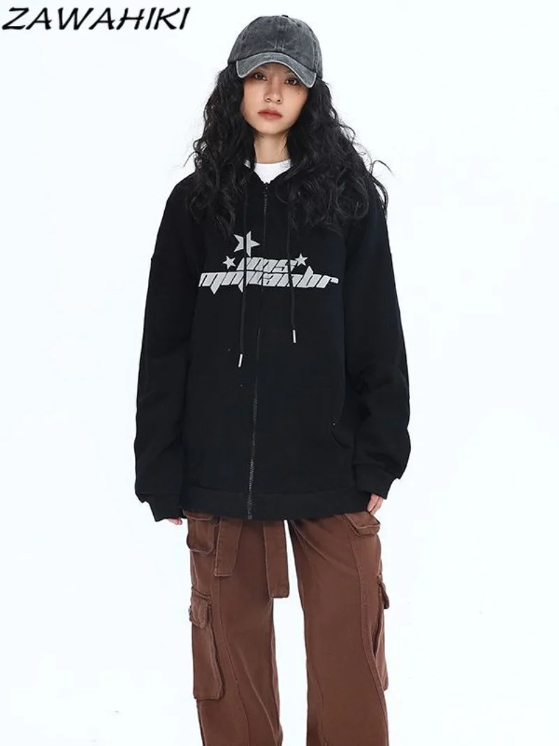 American Retro Letter Star Embroidery Zip-up Hoodies Oversized Sweatshirt Coats Women Autumn Casual Jackets Hip Hop Outerwear
American Retro Letter Star Embroidery Zip-up Hoodies Oversized Sweatshirt Coats Women Autumn Casual Jackets Hip Hop Outerwear