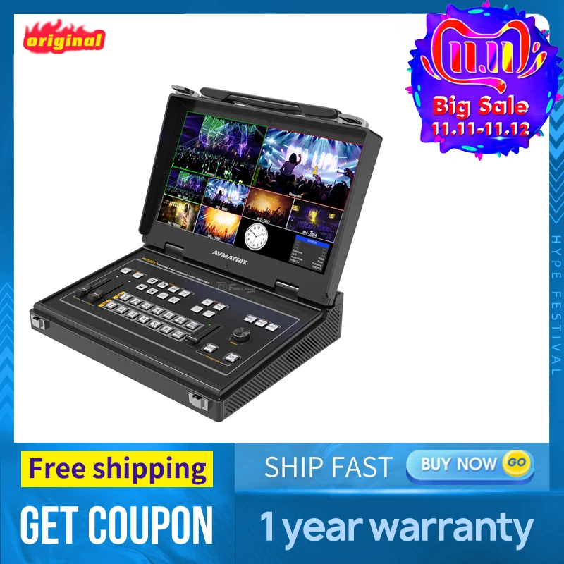 AVMATRIX PVS0613 13.3" FHD LCD Portable 6CH SDI/HDMI Cable-Compatible Multi-Format Video Switcher for Live Studio Streamer
AVMATRIX PVS0613 13.3" FHD LCD Portable 6CH SDI/HDMI Cable-Compatible Multi-Format Video Switcher for Live Studio Streamer