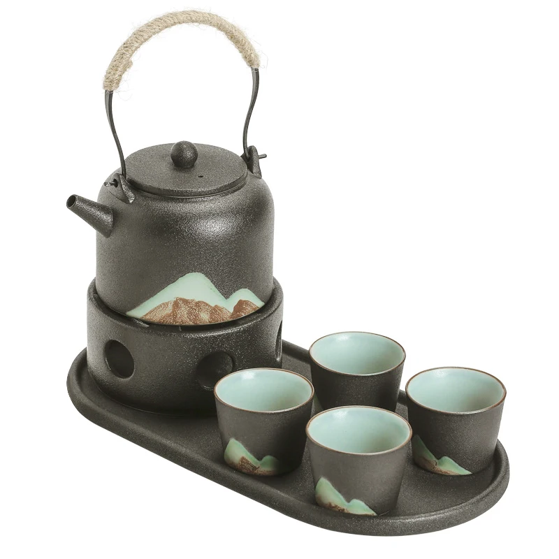 

Kung Fu Tea Pot Cup Chinese Ceramic Porcelain Japanese Style Coarse Pottery Tea Set Teapot Teaware Office hotel with Gift Bag