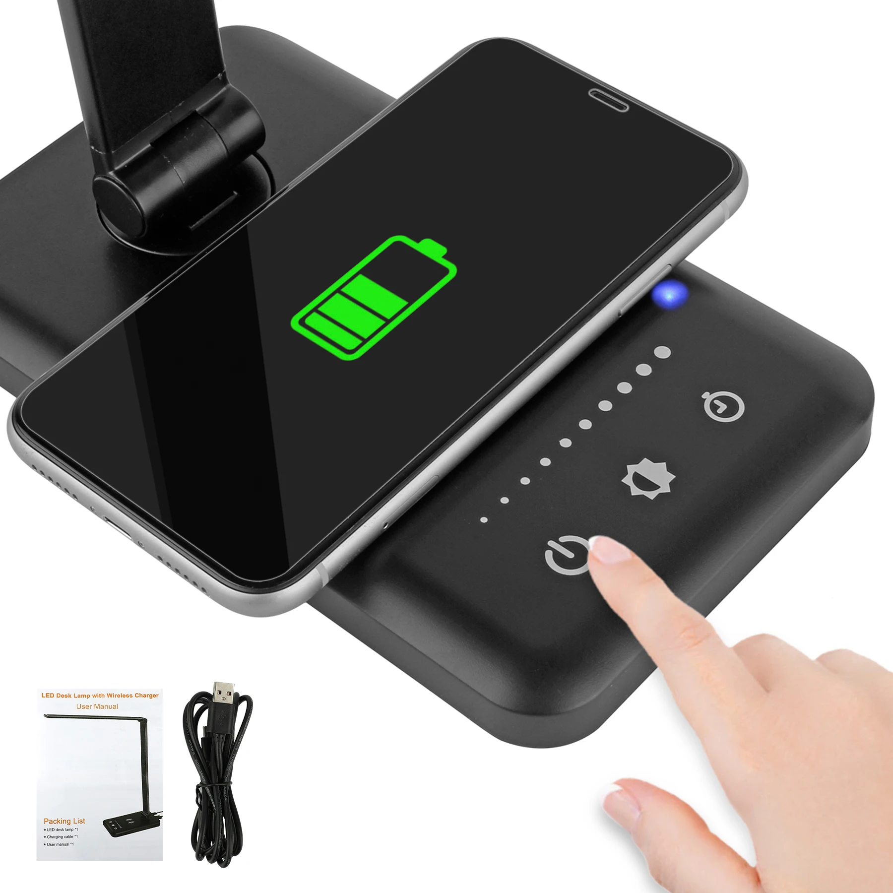 Wireless Charger LED Desk Lamp USB Charging Dimmable Eye-friendly Table Lamp with 5 Modes Touch Control Auto Timer Reading Lamp
Wireless Charger LED Desk Lamp USB Charging Dimmable Eye-friendly Table Lamp with 5 Modes Touch Control Auto Timer Reading Lamp