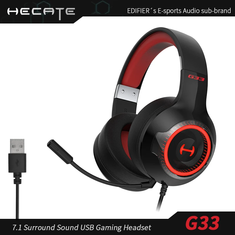HECATE by Edifier G33 Gaming Headphone 7.1 Surround Sound Wired USB Headset Game with Noise Reduction Detachable Microphone
HECATE by Edifier G33 Gaming Headphone 7.1 Surround Sound Wired USB Headset Game with Noise Reduction Detachable Microphone