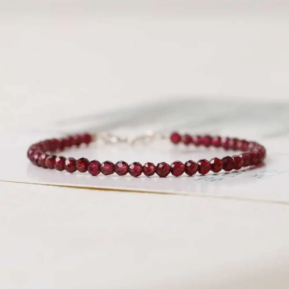 

3MM Natural Garnet beads Lucky Cuff Bracelet Elegant Glowing Dark Matter Gift Calming Fancy Chakra spread Meditation Christmas