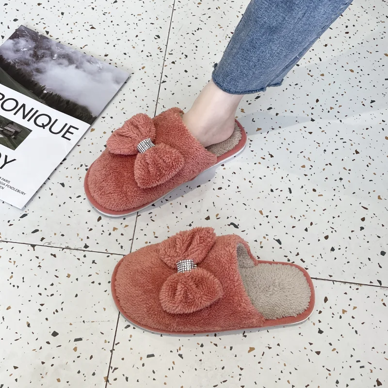New Cotton Slippers Women Cute Bow Thick Bottom Home Non-slip Comfortable Warm Ladies Plush Cotton Slippers Zapatos Mujer
New Cotton Slippers Women Cute Bow Thick Bottom Home Non-slip Comfortable Warm Ladies Plush Cotton Slippers Zapatos Mujer