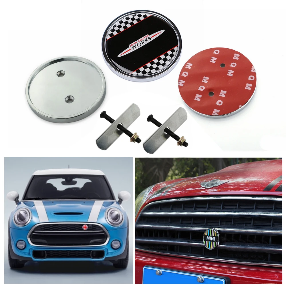 

For MINI Cooper JCW S One Countryman R60 R55 R56 R61 F54 F55 F56 F57 F60 Accessories Front Bumper Grille Emblem Badge 3D Sticker