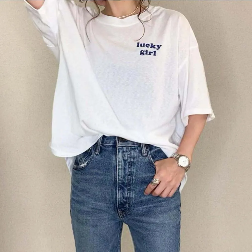 Short Sleeve Loose Slim Letter Print Round Neck Versatile T-Shirt Korea Japan Style Ins Elegant Chic 2022 Summer New Ladies Top
Short Sleeve Loose Slim Letter Print Round Neck Versatile T-Shirt Korea Japan Style Ins Elegant Chic 2022 Summer New Ladies Top