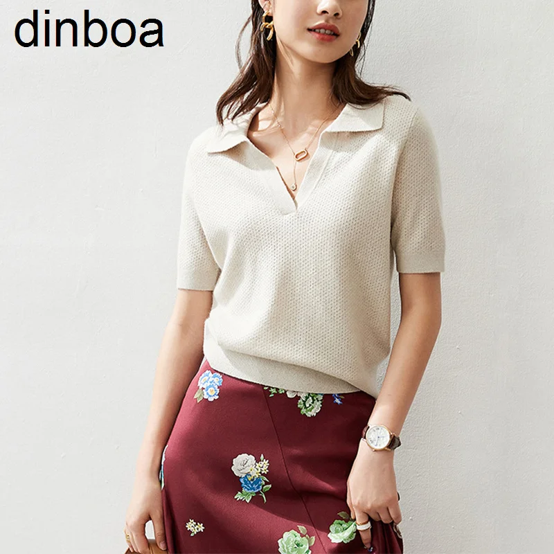 Dinboa Women Cashmere Sweater Shirt Short Sleeve Real Sustainable Luxury Basic Knit Top Women's T-shirts
Dinboa Women Cashmere Sweater Shirt Short Sleeve Real Sustainable Luxury Basic Knit Top Women's T-shirts